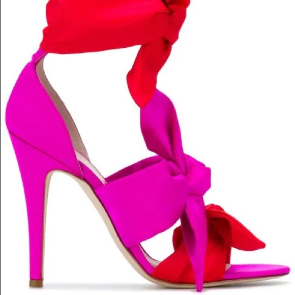 Gia Couture Bow Tie Sandals In Pink - Picture 2 of 5